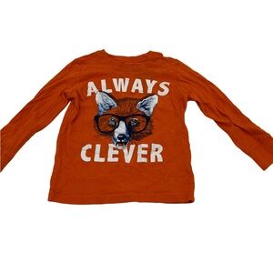 Carters Always Clever Orange Long Sleeve Shirt 3T Boys
